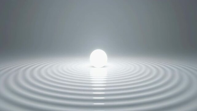 Glowing Orb over Rippled Surface 4K Generative AI