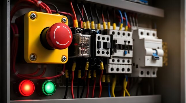 Industrial Emergency Stop Trainer Featuring Mushroom Button Contactor And Control Circuit For Safety Education Sessions