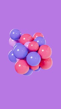 3d sphere bubbles popping in and out, on a pink background
