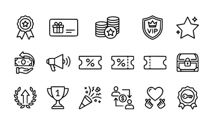 Fototapeta premium Reward and Incentive Outline Icons Collection