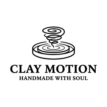 Clay Motion pottery wheel swirl logo.