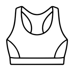 Fototapeta premium Hand-traced vector illustration of a sports bra, minimalist black outline icon depicting athletic apparel with shoulder straps, racerback, and elastic band design