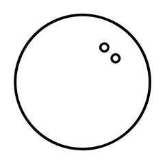 Fototapeta premium Hand-traced black outline vector illustration of a squash ball with two small dots on its surface, minimalist sporting equipment icon, clean line art, isolated on white, simple sports gear graphic