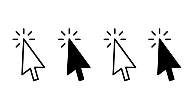 Computer mouse pointer arrow icon set with loading style computer interface technology software navigation application