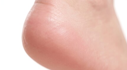 Fototapeta premium Close up photo of smooth clean human heel skin on white background