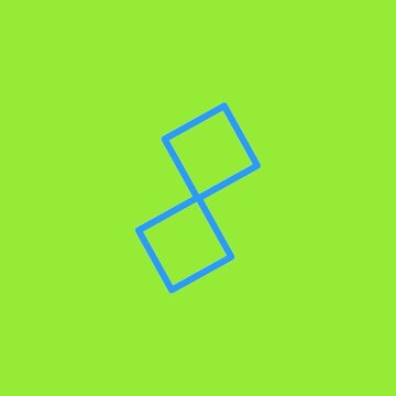 Blue geometric diamond shape animation on solid lime green background shapes motion minimalist abstract design shapes motion minimalist abstract design