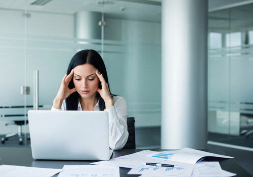 A beautiful young manager has a lot of difficulties because of the high volume of work in his company.