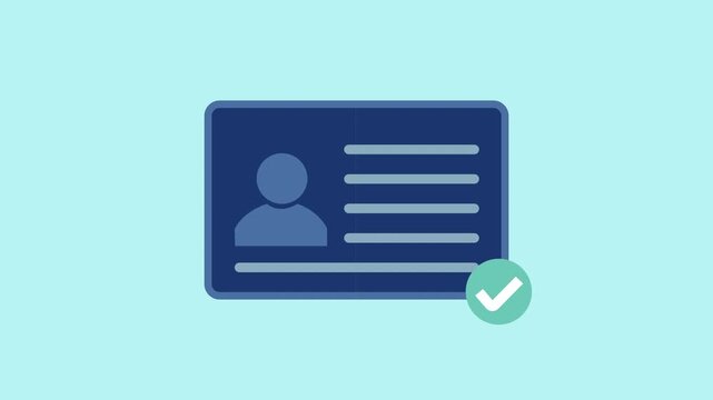 Driver license Identification card symbol, ID Card or Identification card icon 2d animation with alpha matte