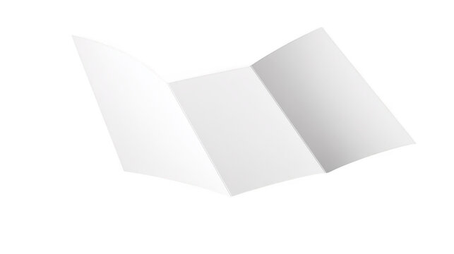 Minimalist folded paper display showing clean white and light gray pages