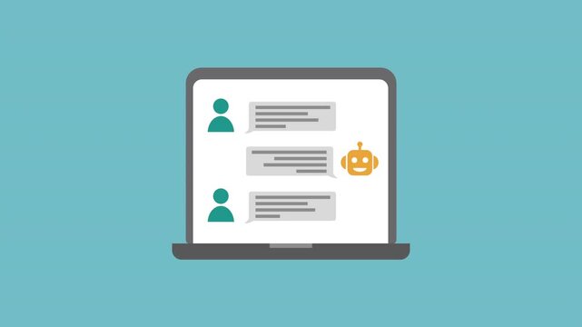 Chatbot Conversation on Laptop Screen 2d animation with alpha matte