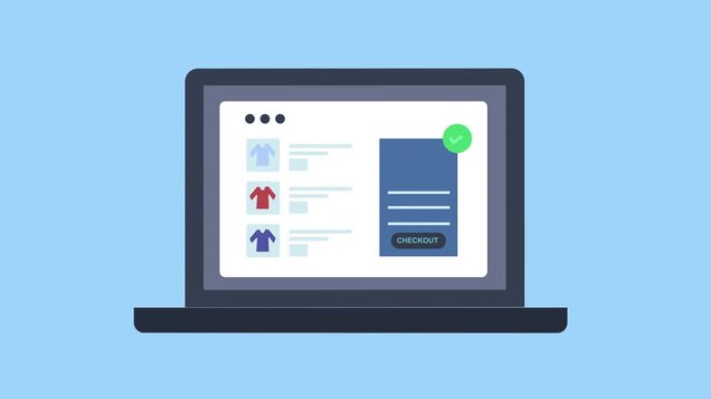 Online payment for ecommerce website, Customer ecommerce checkout 2d animation with alpha matte