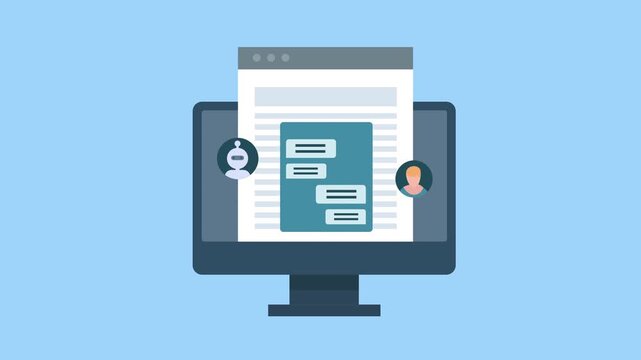 Website chatbot answering user enquiry, Ai chat bot for website 2d animation with alpha matte