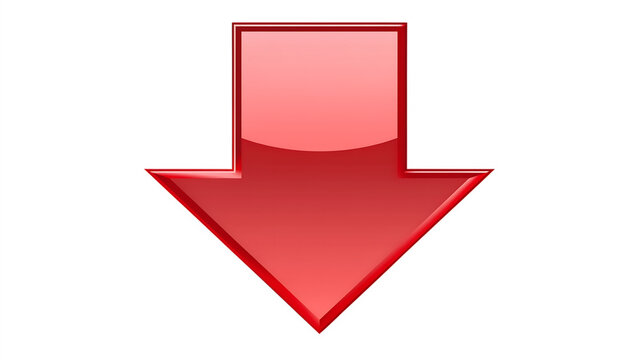 Red arrow icon pointing downward isolated on a clean white background with direction navigation interface isolated pointing marketing