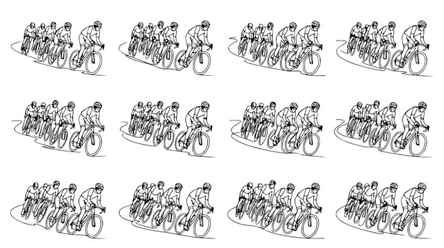 Cycling Race Peloton Hand Drawn Sketch