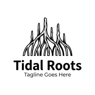Mangrove root system logo for coastal conservation and ecology.