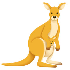 Hand Drawn Mother Kangaroo with Joey Clipart Isolated on Transparent Background © Totomura Toto