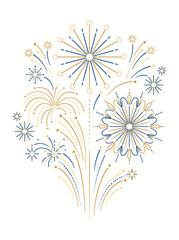 Obraz premium Elegant Blue and Gold Fireworks Display Illustration