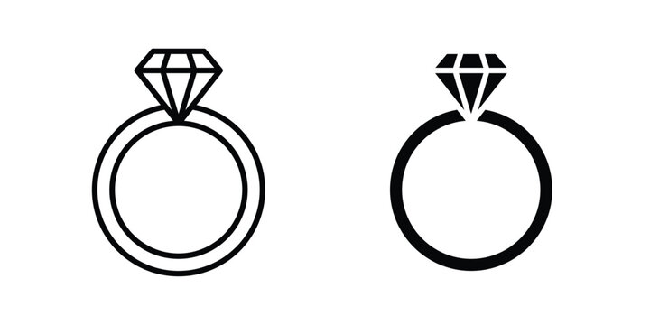 Diamond ring icon in black, best for Web Design