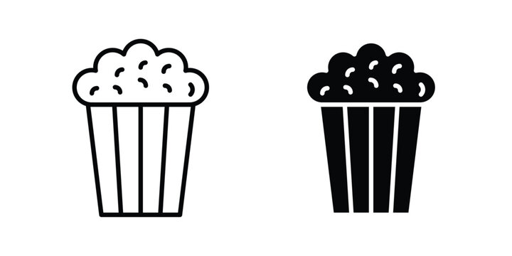 Popcorn icon in black, best for Web Design