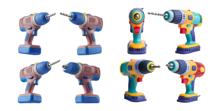 3D Illustration. Power Tools. Drills and Screwdrivers.
