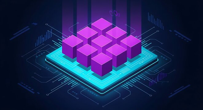 Digital Data Cubes Server Infrastructure Cloud Technology Concept