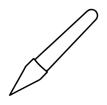 Hand traced vector outline icon of a tortillon blending stump tool, classic artist sketching implement with pointed tip for charcoal and graphite smudging
