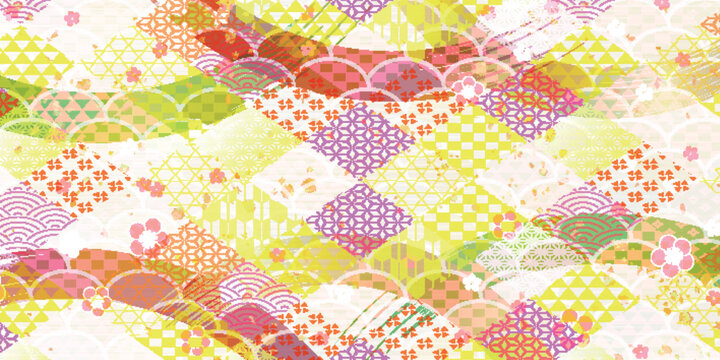 Elegant Japanese Pattern Background with Floral Motifs