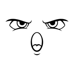 Expressive Angry Face with Furrowed Brows and Open Mouth.