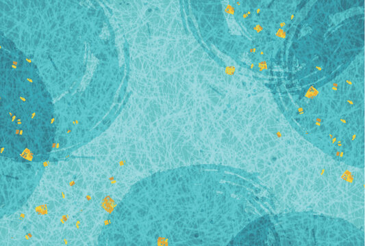 Elegant Turquoise Japanese Washi Paper Texture Background with Gold Flakes