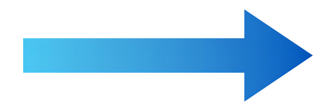 Gradient blue arrow pointing right with direction navigation isolated interface pointing minimalist directionality