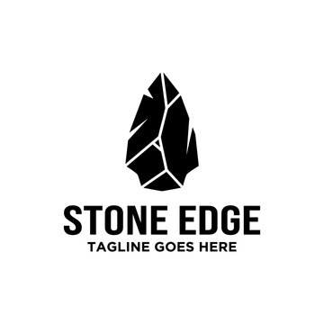 Minimalist flint arrowhead logo design.