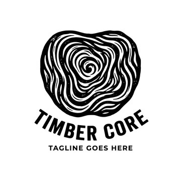 Organic wood grain tree ring logo.
