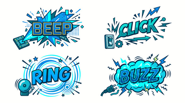 Set of Comic Book Style Sound Effects Illustrations.