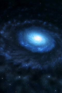 Vibrant Blue Spiral Galaxy Illuminating the Cosmic Expanse.