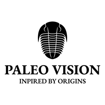 Scientific paleo vision logo with trilobite fossil icon.