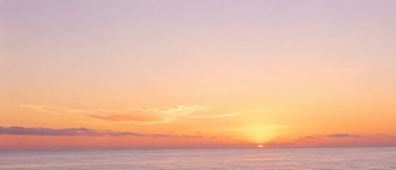 Fototapeta premium Beautiful Sunset Over Calm Ocean Horizon with Vibrant Orange and Pink Hues.