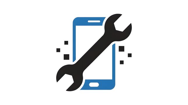 Security Icon Wrench Smartphone Repair Technology System Maintenance Concept White Background Modern Abstract Symbol