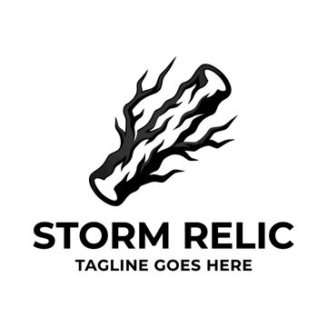 Storm relic weathered wood branch logo.