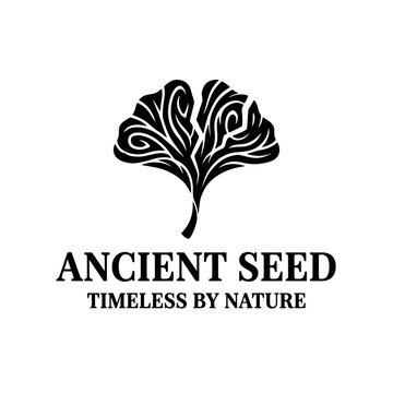 Stylized ginkgo leaf logo for organic brand.