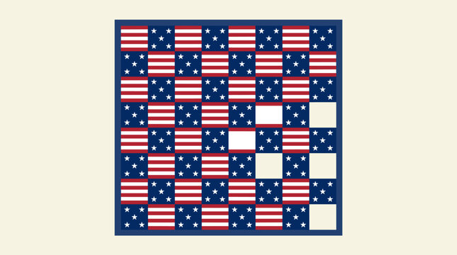 Patriotic american flag checkerboard pattern with stars and stripes