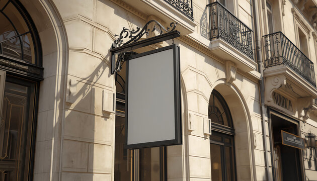 Store brand sign board mockup. Empty squared shop fro