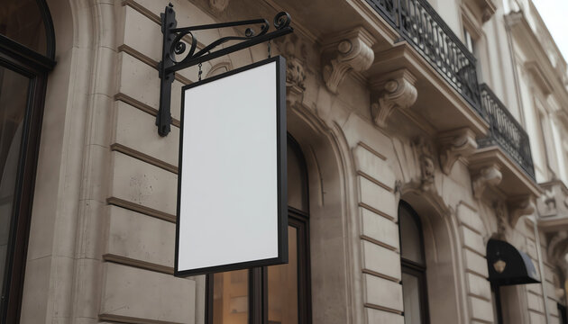 Store brand sign board mockup. Empty squared shop fro