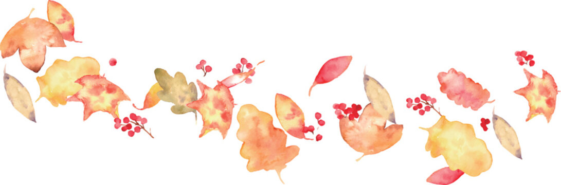 水彩秋フレーム＆紅葉素材セット｜落ち葉・もみじ・どんぐり・秋の植物・背景・コピースペース
Watercolor Autumn Frame and Fall Leaves Collection Set with Copy Space
