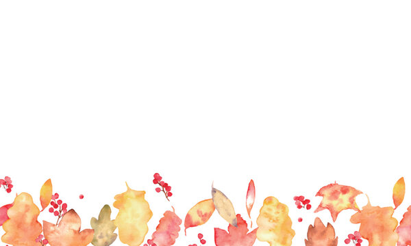 水彩秋フレーム＆紅葉素材セット｜落ち葉・もみじ・どんぐり・秋の植物・背景・コピースペース
Watercolor Autumn Frame and Fall Leaves Collection Set with Copy Space
