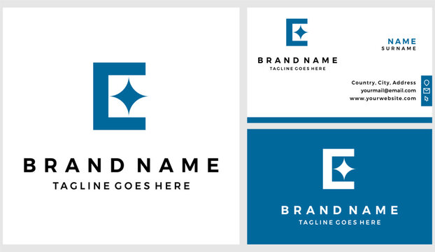 letter E with compass design logo, compass east vector illustration
