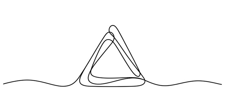 Continuous single line drawing of a triangle shape with a simple black stroke on a white background for a minimal and modern geometric design element Vector, illustration