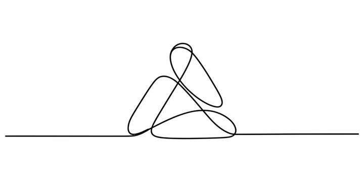 Minimalist continuous line drawing of a person sitting in a yoga lotus position Vector, illustration