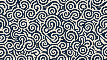 Obraz premium Blue spiral pattern with background wallpaper abstract circular repeating ornamental artistic