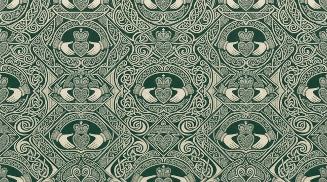Green lace pattern with ornament decorative intricate background wallpaper embroidery symmetry