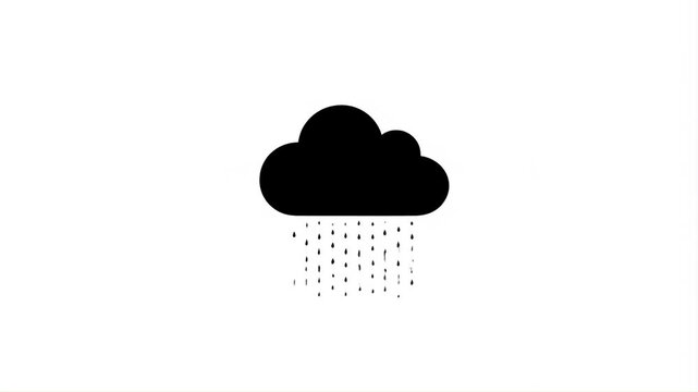 rain cloud icon, minimalist black and white vector
